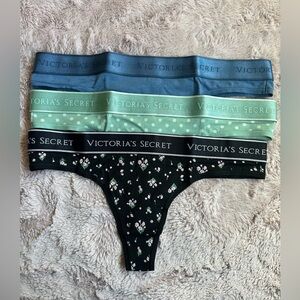Victoria's Secret Girls' Triple Thong Set - Blue, Mint, Black Floral